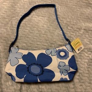 Sunny Hawaii blue and white floral print purse